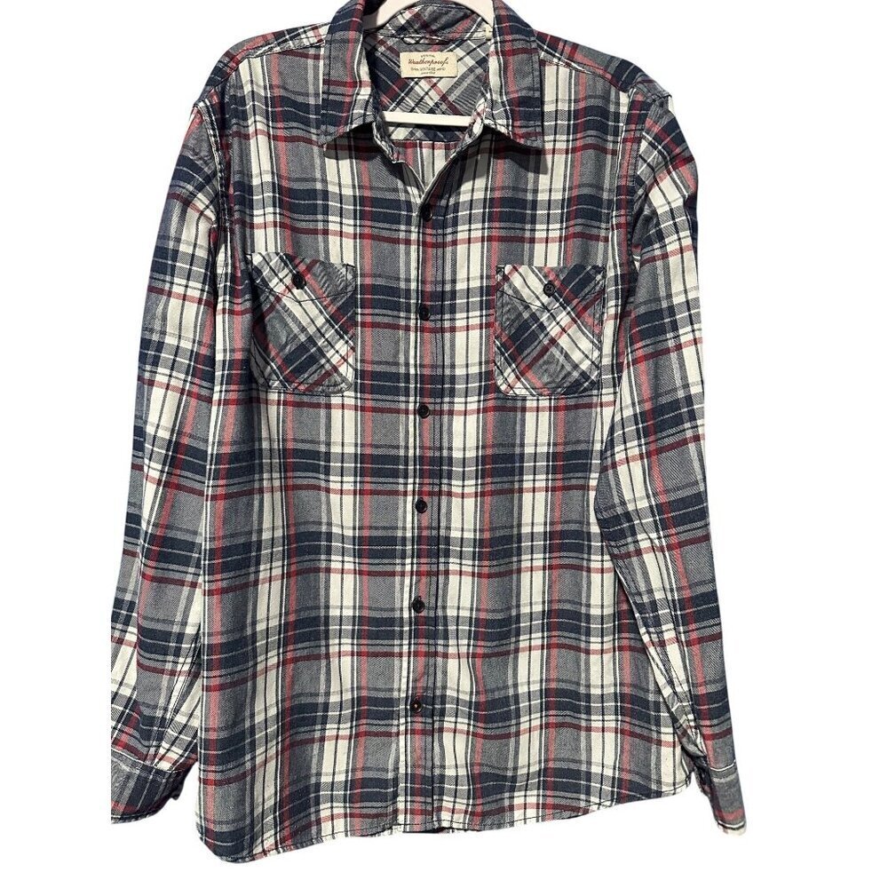 Men's XL Weatherproof Vintage Plaid Shirt – Grunge Flannel Layer Rustic Cozy